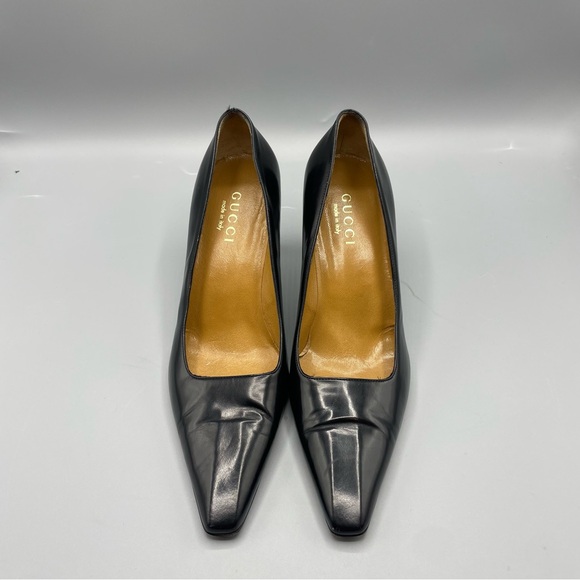 Gucci Leather Decollete Peele Heels Pumps Women's Black, Size 7 1/2 B - Picture 1 of 8